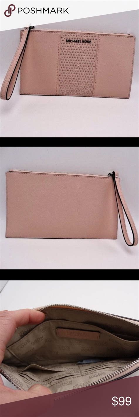 michael kors saffiano leather micro stud clutch wristlet